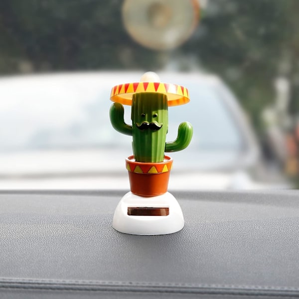 Solcells-dansande leksaksdjur solcells-drivna dansande dockor gungande animerade bobble-dansare bildekor (kaktus)