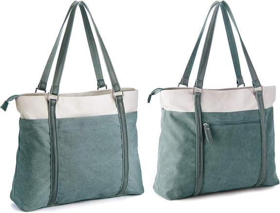 Dame Laptop Tote Arbeidslys Patchwork Canvas 15,6\" Tote Lommebok