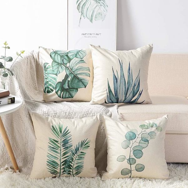 Sjelden perle 4 × lin look putetrekk 45cm x 45cm