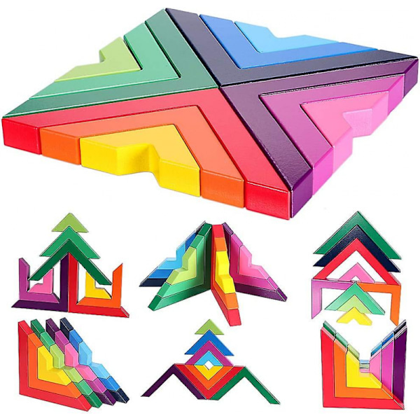 Puinen sateenkaaren pinoamispeli Pinoaja Geometria Rakennuspalikat Luova Nes