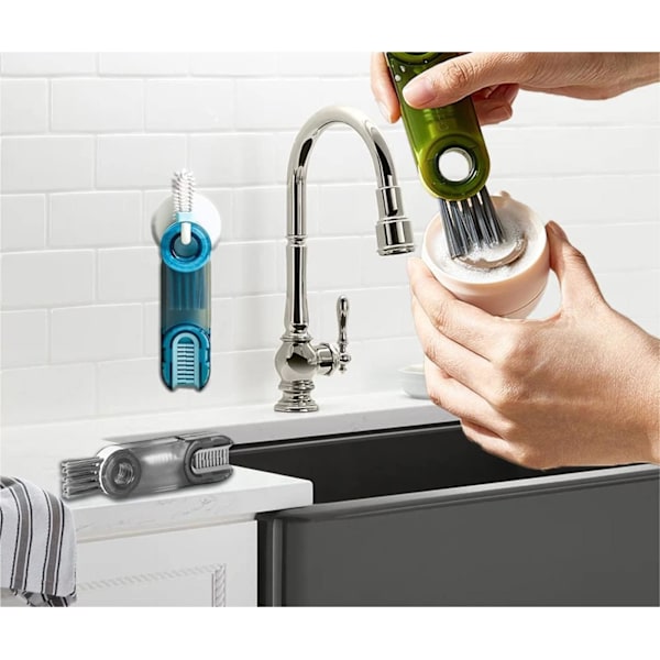 3 i 1 Multifunktionsborste, Gap Cleaning Brush, Vattenflaskrengöringsborste, Hemköksrengöringsverktyg