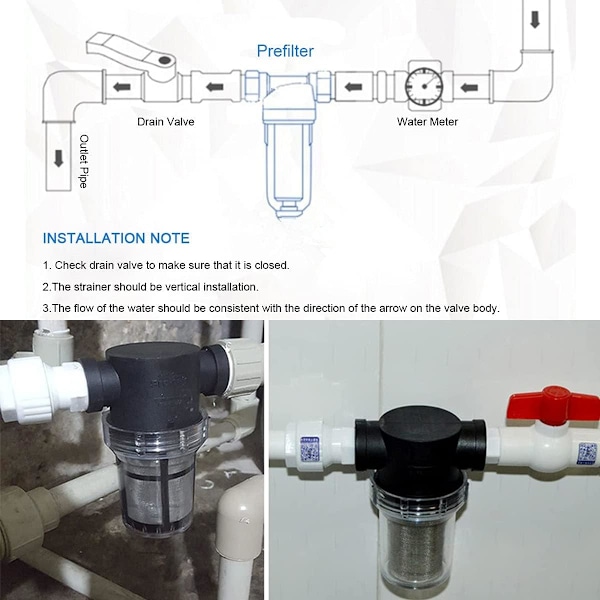 Pipeline 3/4\" Vandpumpefilter med 100 Mesh Rustfrit Stål Si, Inline Mesh Filter til Havevanding