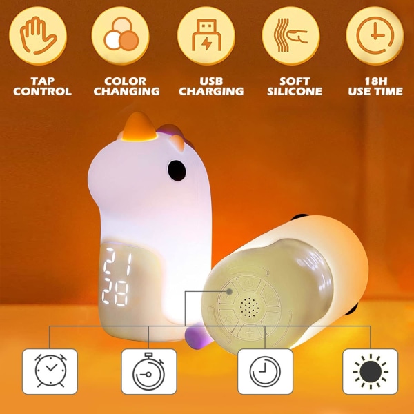 Enhörningsnattlampa, söt nattlampa för barnrum med USB-laddning
