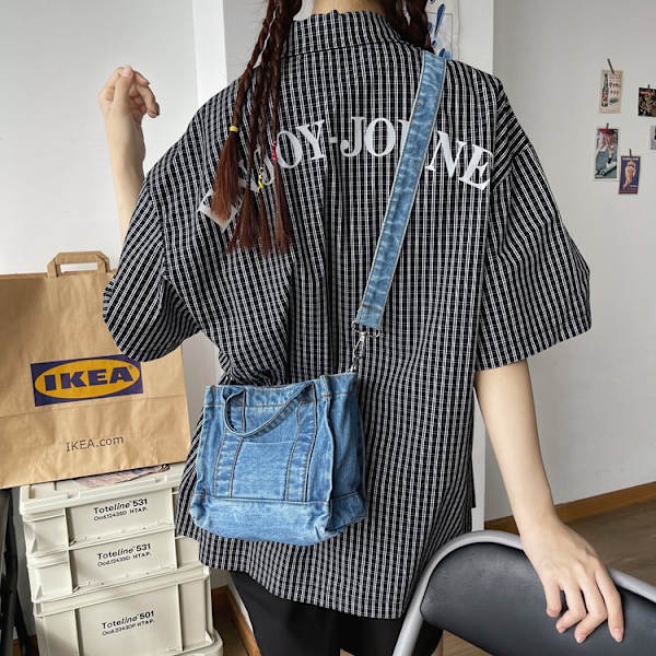 Kvinder Denim Håndtaske Skulder Dame Crossbody Taske Tote Messenger Satchel Pung, 1 stk