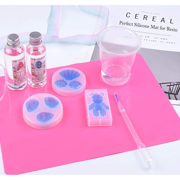 Silikon Epoxy Resin Matte 2 stk Store Non-stick Silikon Plasser Med Børster Silikon Resin Ark 30*40cm