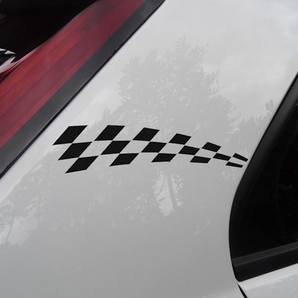 2 stk. Sort og Hvid Ternet Flag Bilsticker Dekal, Sort