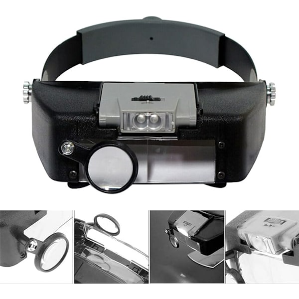 1,5X 3X 6,5X 8X Lupper med 2 LED-lys til reparationer