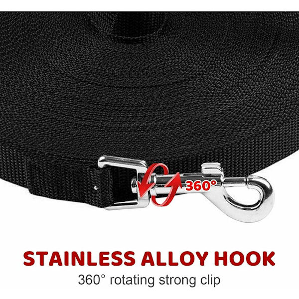 Hundetreningsbånd - 10 m langt - Nylon - for store hunder - med komfortabelt polstret håndtak - for kjæledyrsporing, camping, lek og hagearbeid (10 m)