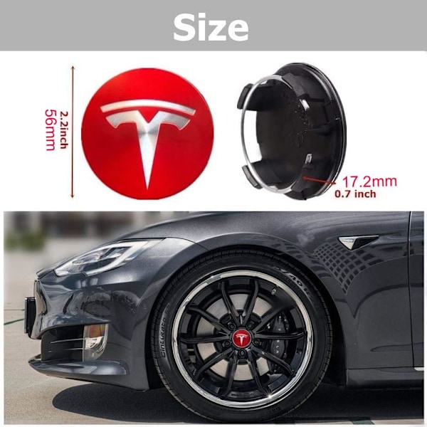 Tes-la Model 3 Model S Model X Hjulnavkapslar, Hjulnavkapslar Kit, 4 st Hjulnavkapslar Tes-la Logotyp