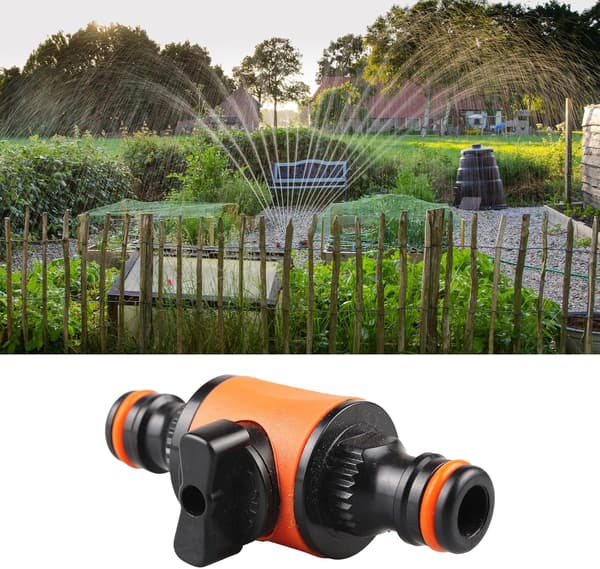 2-pack Trädgårdsslang Snabbkoppling med Avstängningsventil, Trädgårdsslangskoppling (Orange)