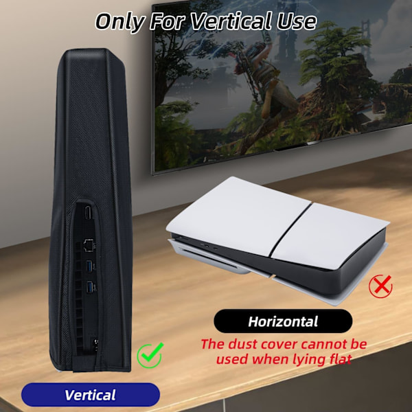 PS5 Slim Pölysuoja Naarmuuntumista Estävä Pölysuoja Playstation 5 Slim Digital/Disc Pelikonsolille - Musta