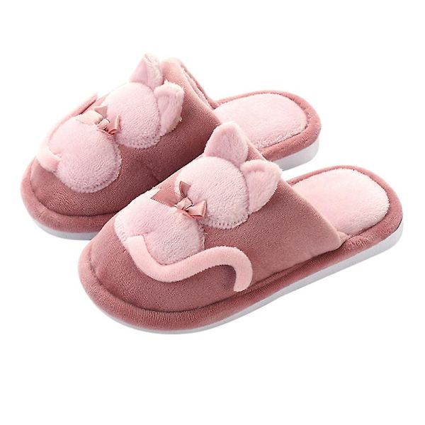 1 par kattformade plyschtofflor tecknade katttofflor varma kattformade tofflor varma bomull barnstofflor halvstängda barn 30-31