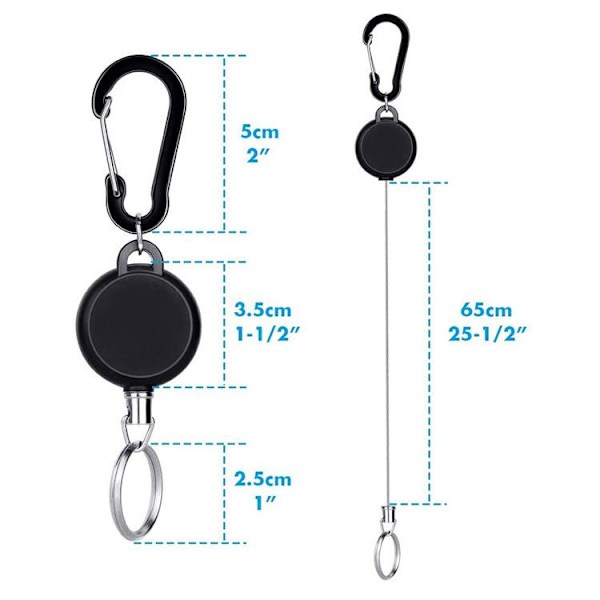 2-pack nyckelring utdragbar med jojo-funktion och snöre Svart