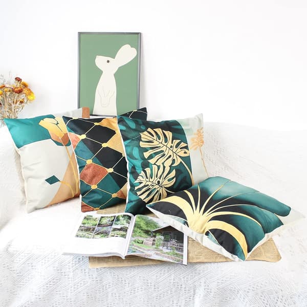 Set med 4 moderne linputetrekk 45x45cm Til sofa, stue