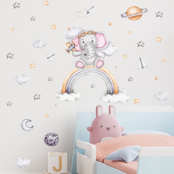 A set of elephant rainbow star wall stickers Wall Sticker-Wall De