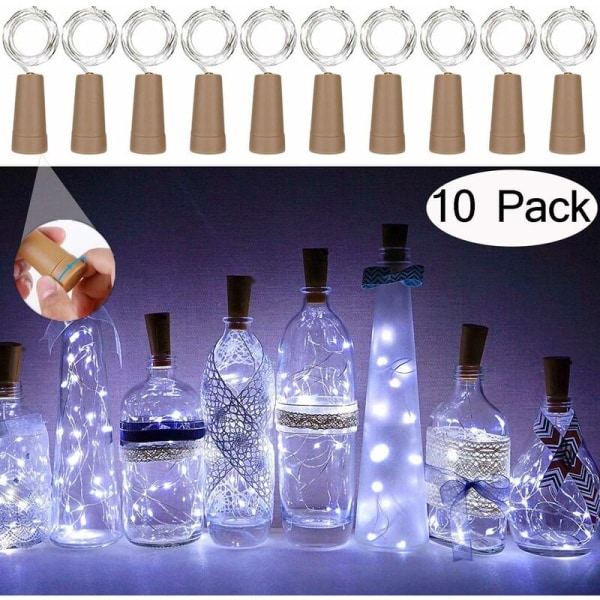 10 st Fairy Lights Flasklampa 20 LED String Light Koppartråd Kork Flaska Light
