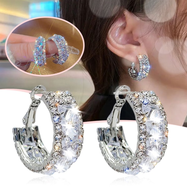 Ear Clip Popular Earrings C-shaped Point Diamond Allo