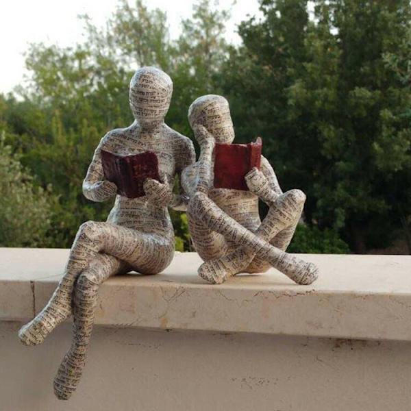2022 Resin Yoga Pose Lady Reading Girl Figurines Circle Resin Sculpture Ornaments for Home, TV Cabinet, Office, Desktop, Bookshelf Decor-2pack