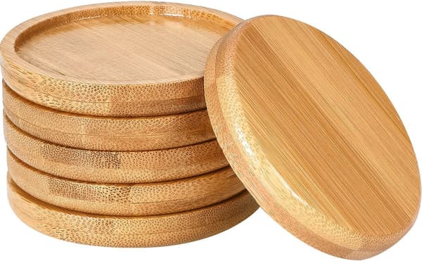 Brickor 3 tum bambu runda växtfat för de flesta växtkrukor