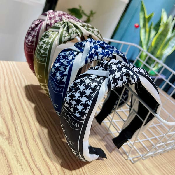 Bred Knude Hårbøjle Kvinder Elastisk Plaid Bezel Hårbånd Piger Hår