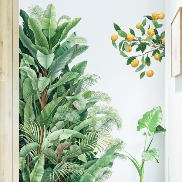 Wallsticker grønne planter frugt selvklæbende blomstret wallsticker