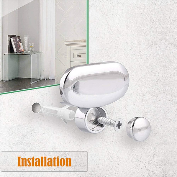 4 stk ovale speilklips 3-5 mm sinklegering glassklemme glasshyllebraketter, for hjem hotell kontor frisør arbeidsbenk bad speilklips