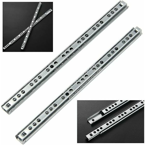 Skuffeskinne 2 par Metal Kugleleje Skuffeskinner Kugleleje Skuffeskinner Skuffeskinneskinner Kuglelejeskinner til Møbelskuffe 246x17x10mm