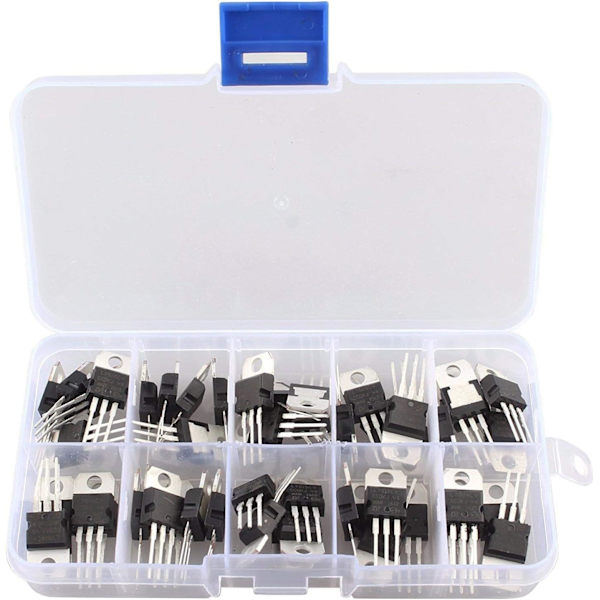 50PCS 10Value LM317T-L7824 Spänningsregulator Assortment Kit Box a