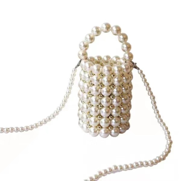 Handväska med pärlor för kvinnor Pearl Decoration Evening Bag med avtagbar kedja