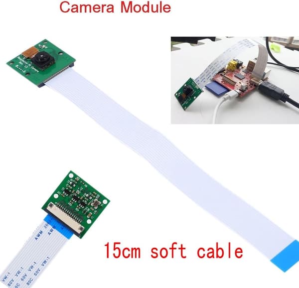Kamera for Raspberry Pi, 5 megapiksler CSI-grensesnittkamera 15 cm myk kabel for Raspberry Pi 3b, Pi 2, Pi 1