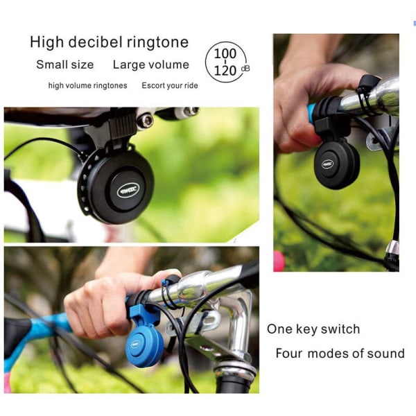 Elektrisk cykelklocka USB-laddningsbar 120db IP65 Vattentät Cykelklocka (Svart)