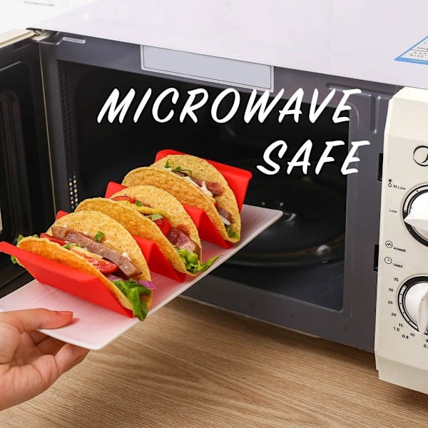 Taco-holdere 4-pakninger - Stativ i rustfritt stål i taco-stativ-stil, ovnsikkert for baking, oppvaskmaskin og grillsikkert