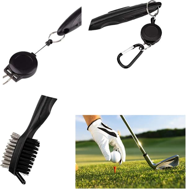 Golfbørste Klubb Groove Cleaner med 2 Ft Retractable Zip-line og
