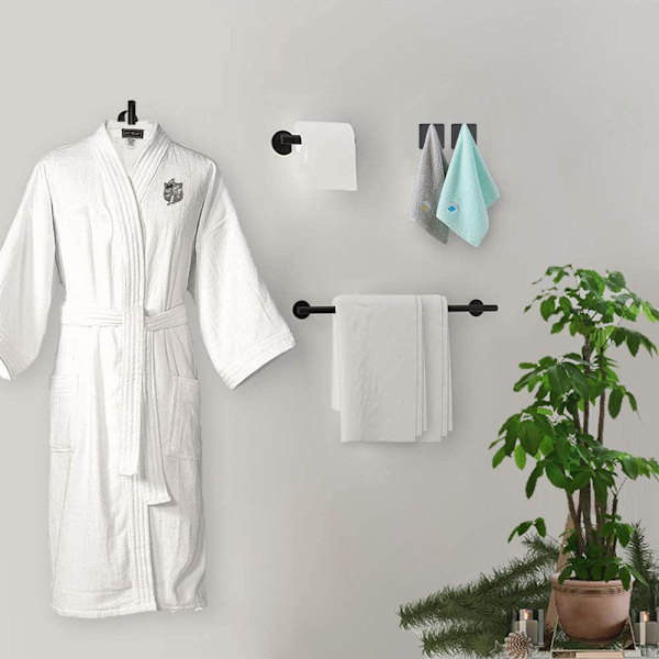 Matte Sort Badeværelsestilbehør, Toiletpapirholder/Vægmonteret Håndklædeholder/Krog, 3 Dele
