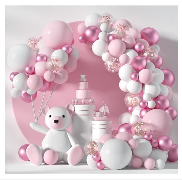 Macaron Rosa Ballongbåge Välkommen Baby Shower Alla Hjärtans Dag