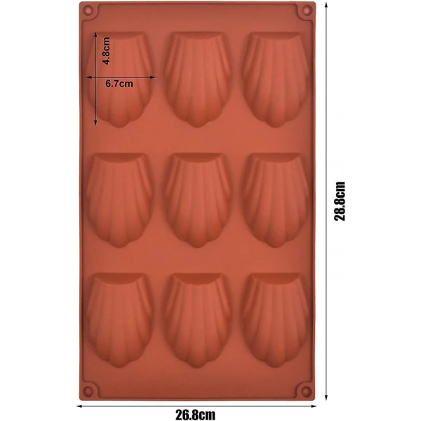 2 stk Madeleine-form, silikon, 9-hulls Madeleine-bakingsform, non-stick Madele