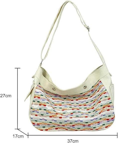 Canvas Tote Bag för kvinnor Retro Axelväska Crossbody Väskor Canvas Handväskor Bokstäver