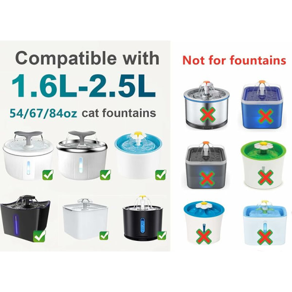 Katt Vannfontene Filter, 12 STK Triple Action Fontene Filter for Katt Fontene Utskifting med Ion Exchange Resin, Aktivt Kull for 2-2.5L Vannfontene