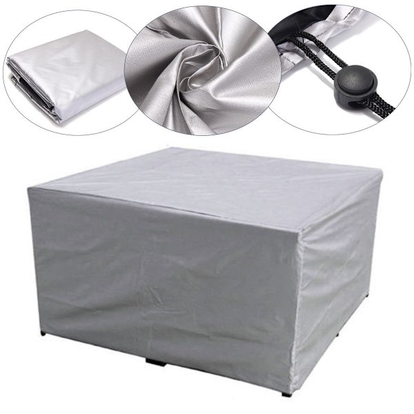 Silver Möbelöverdrag Utomhus Trädgård Vattentätt Överdrag Trädgårdsbord och Stol Dammskydd, 242*162*100cm