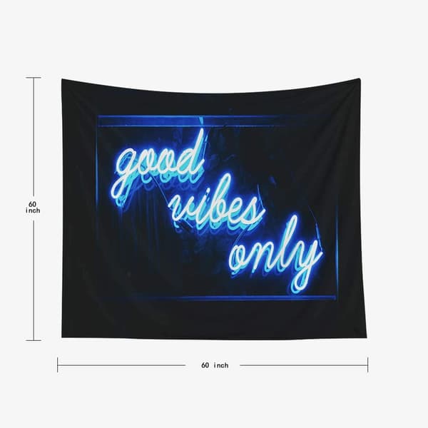 Sininen gobelin Neon Good Vibes Only -seinävaate
