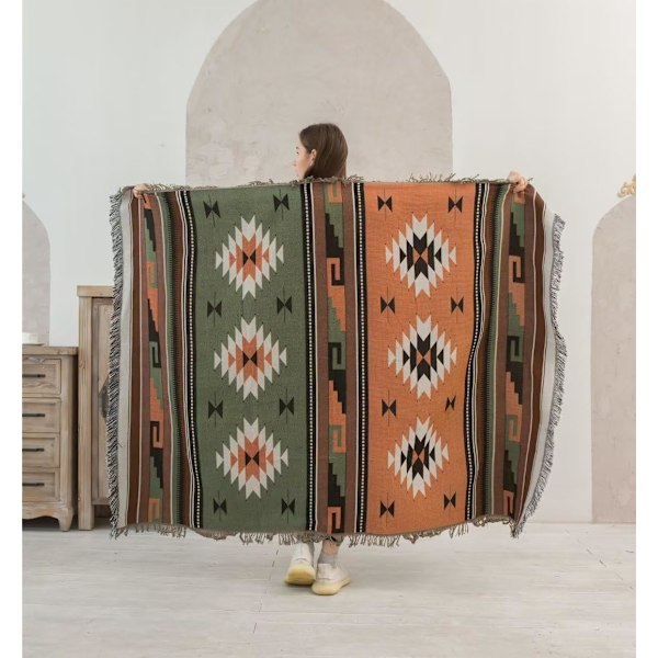 Southwest filt kast dubbelsidig Aztec Southwest kast multifunktionellt överdrag för soffa stol soffa säng utomhus strand resa 90*150cm