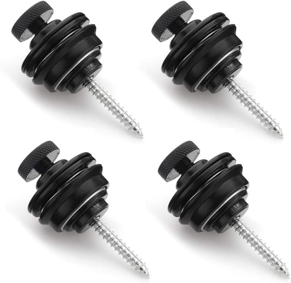 4 st Guitar Strap Locks Knappar Metall Strap Locks Stift för Akustisk Klassisk Elektrisk Gitarr Ukulele Bas, Svart