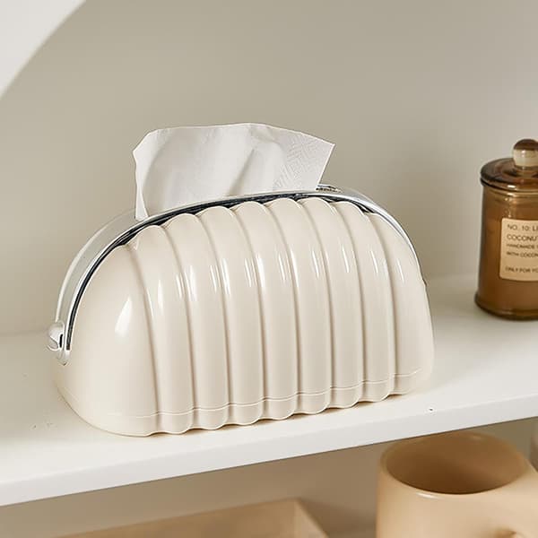 Cremet Tissue Box - Cremet Taskeformet Tissue Box - Høj Kapacitet