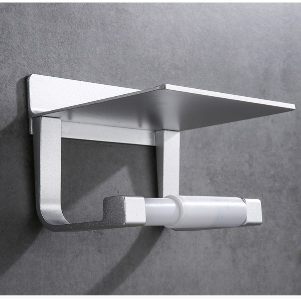 Toalettpappershållare, självhäftande toalettpappershållare, stark toalettrullehållare, självhäftande, aluminium, silver