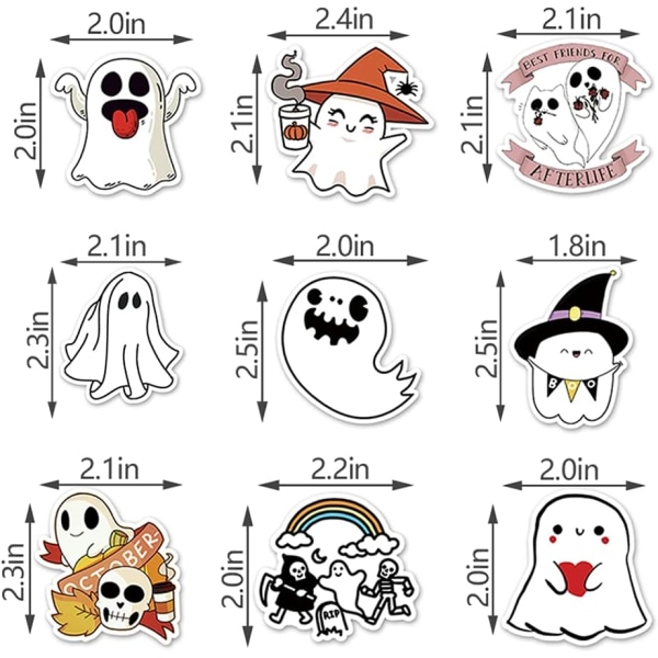 Halloween-klistermärken för barn, 100 st Söta vattentäta spökklistermärken i vinyl för La