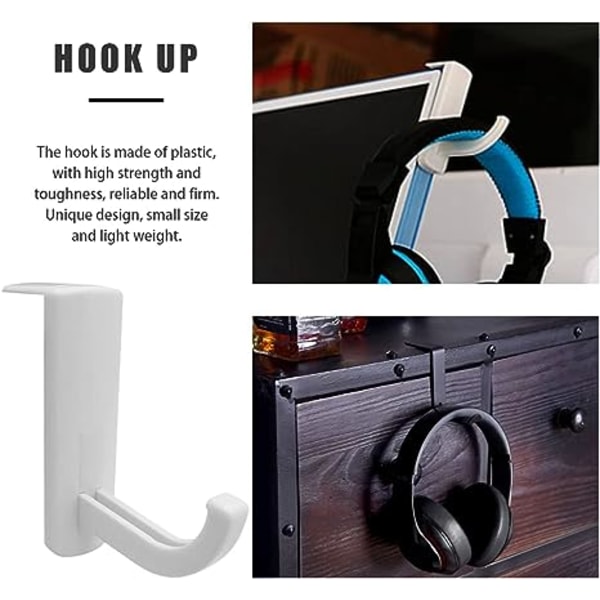 2-pakks hodetelefonstativkrok, headset-holder, klistremerke-støtte for datamaskin