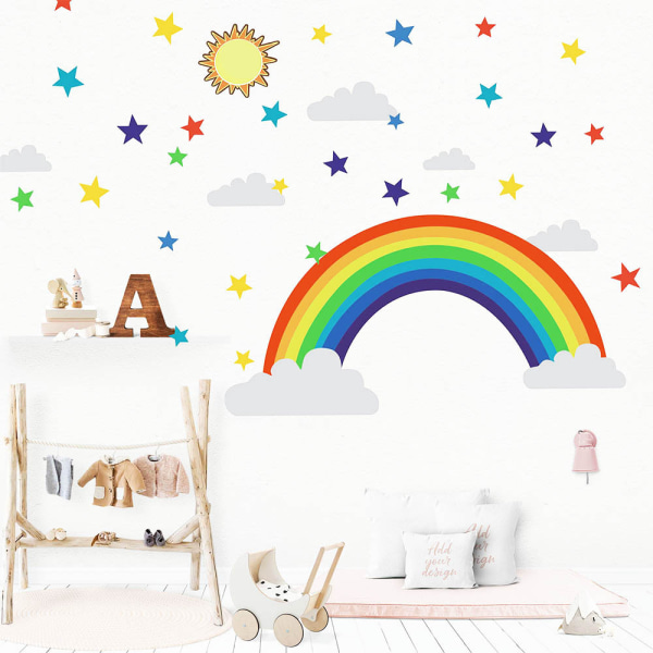 En set Rainbow Wall Stickers Stars Sun Clouds Wall Stickers för