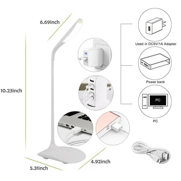 1 stk. LED-bordlampe, LED-boglæselampe, 3 lysstyrkeniveauer, til