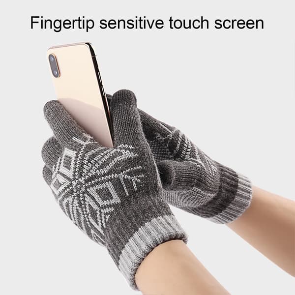 1 par touchscreen-handsker i stretch-uldfor med julemotiver