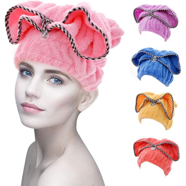 5-pack mikrofiberhårhanddukar, snabbtorkande hårturban